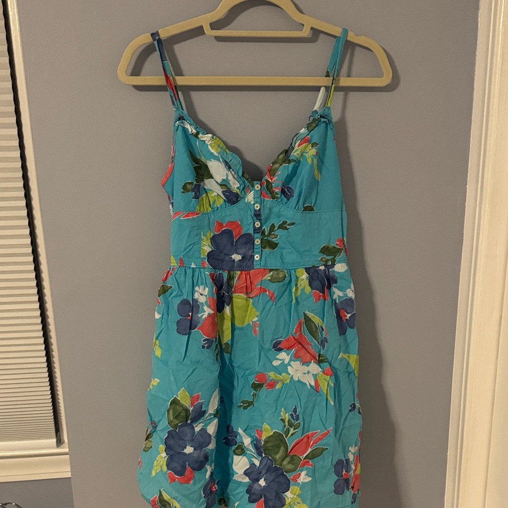 Hollister Y2K Teal Floral Dress